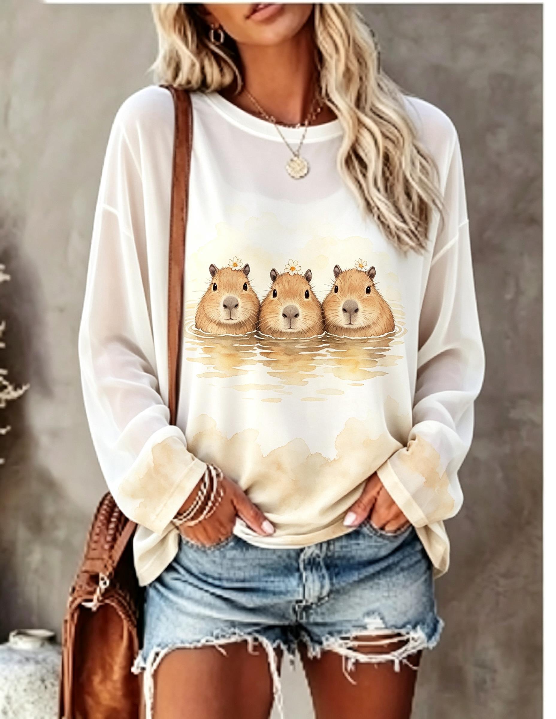 Women Long Sleeve T Shirt Cute - T-Shirts 评论和价格