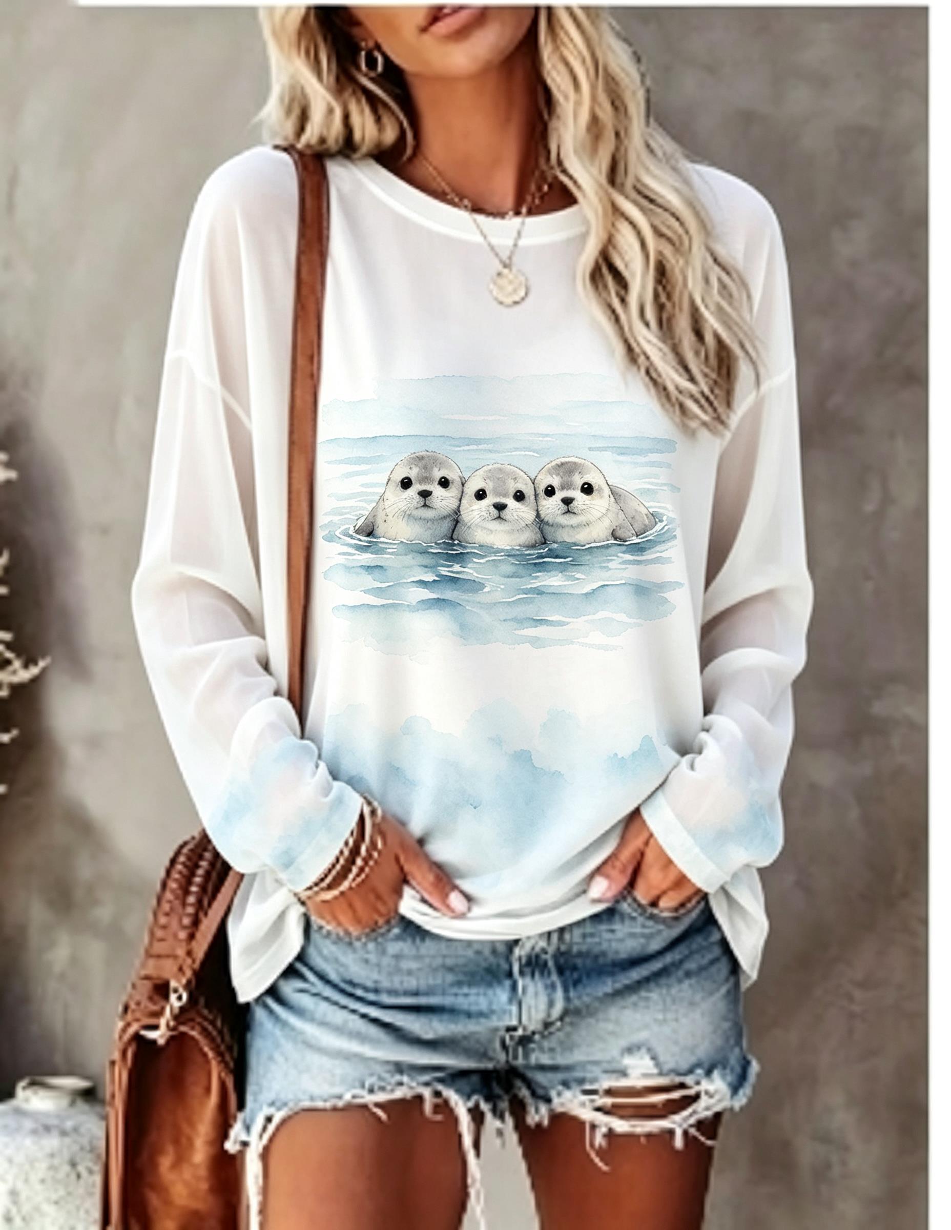 Women Long Sleeve T Shirt Cute - T-Shirts 评论和价格